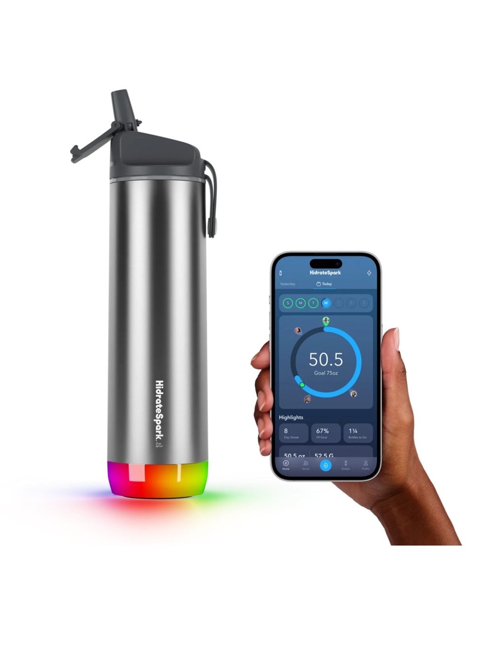 21oz HidrateSpark STEEL Bluetooth Waterbottle